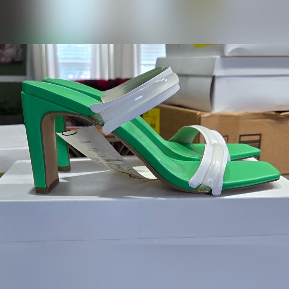 The Drop Avery Square Toe TWO Strap High Heeled Sandal #778-779 - Picture 5 of 14
